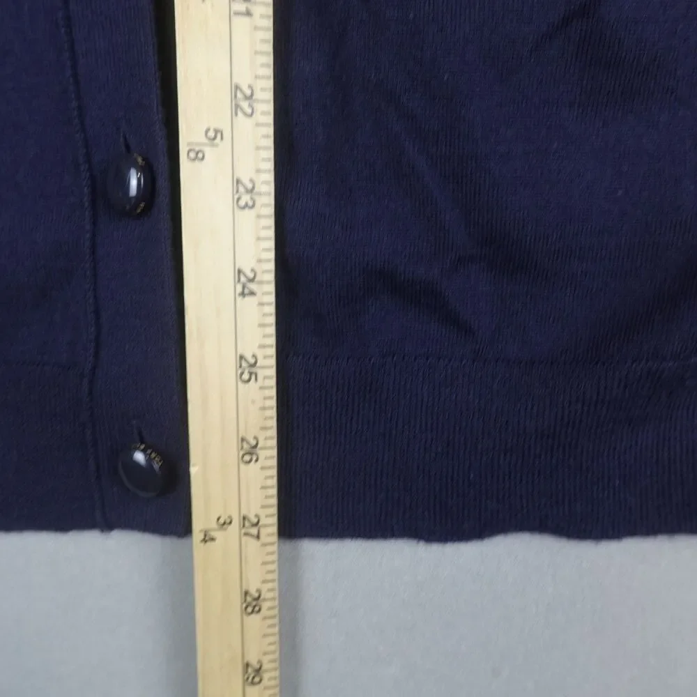 Tory Burch Cardigan Sweater Merino Wool V Neck Button Size XS Navy Classic